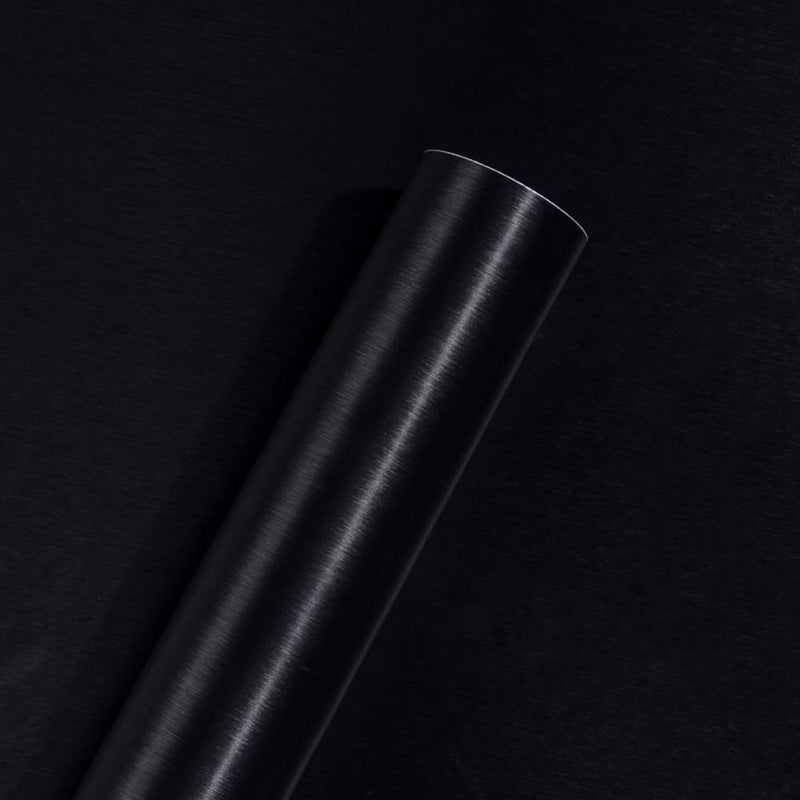 Taogift Self Adhsesive Vinyl Film Black Brushed Metal Stainless Steel Contact Paper for Dishwasher Fridge Refrigerator Stove Appliances Kitchen Cabinets Countertops Walls Backplash 15.7x117 Inches - Image 2